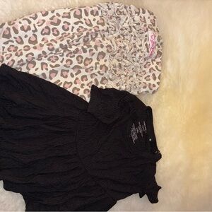Posh Peanut Black  Top and Ruffle Butts Leopard Kids Leggings “Set”